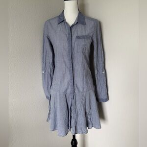 Sam Edelman Blue Striped Drop-Waist Shirt Dress